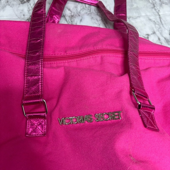 Victoria Secret y2K 2000s travel bag large duffle hot Pink zip up - Picture 2 of 8